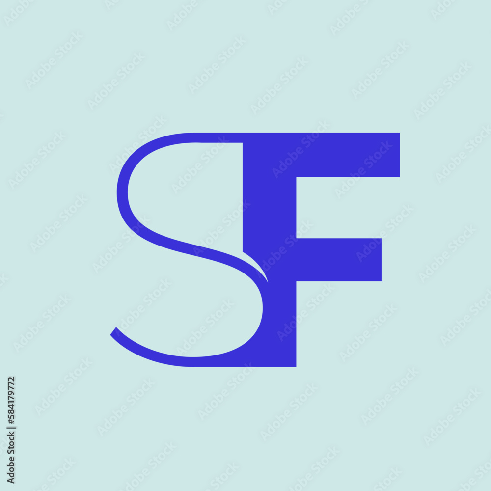 SF monogram logo signature icon. Alphabet initials. Abstract letter s, letter f. Lettering sign. Modern deco design, web, tech style characters. Geometric bold font typography.