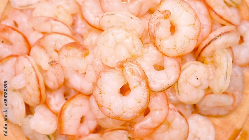 top view fresh cooked unskin shrimps rotating horizontal composition top view fresh cooked unskin shrimps rotating horizontal composition