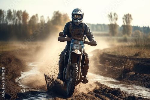 Wallpaper Mural racer on sports enduro motorbike in off-road competitions