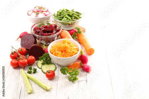 bowl of vegetable salad with ingredient- healthy eating