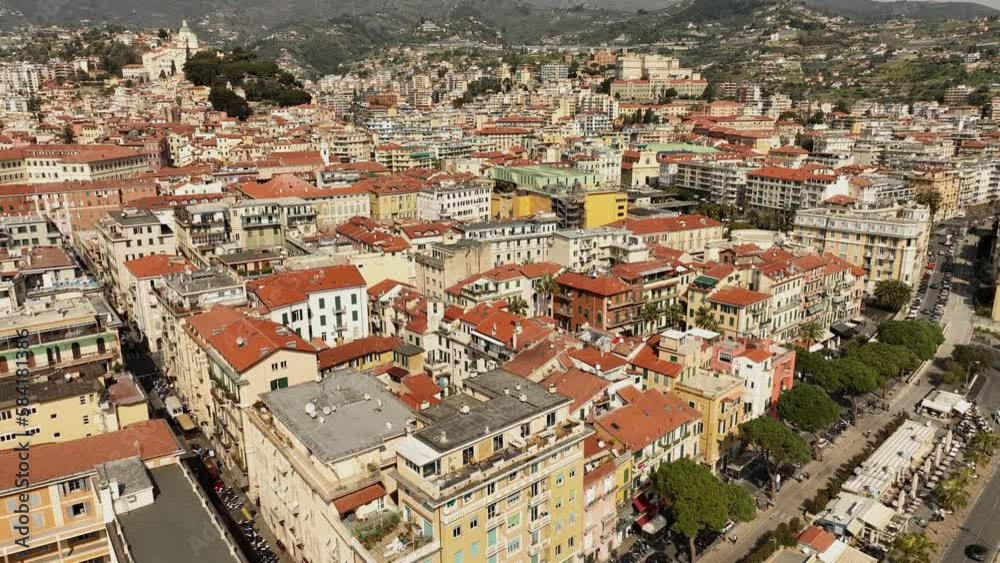 Aerial view of Sanremo, Italian city on the seashore in Liguria, north Italy Aerial view of Sanremo, Italian city on the seashore in Liguria, north Italy