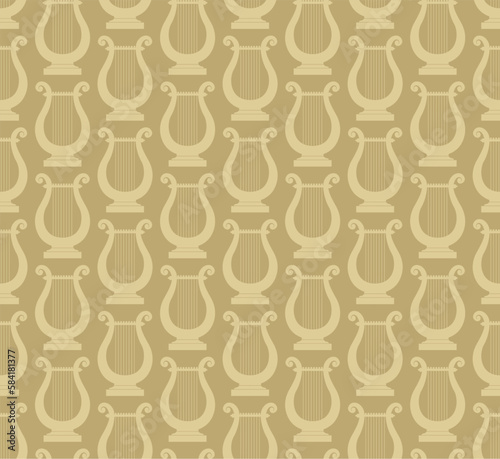 lyre object seamless pattern / music theme background