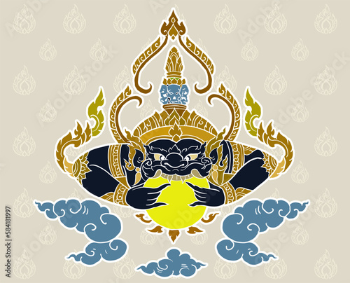 background with Rahu and the moon vector for card illustration decoration