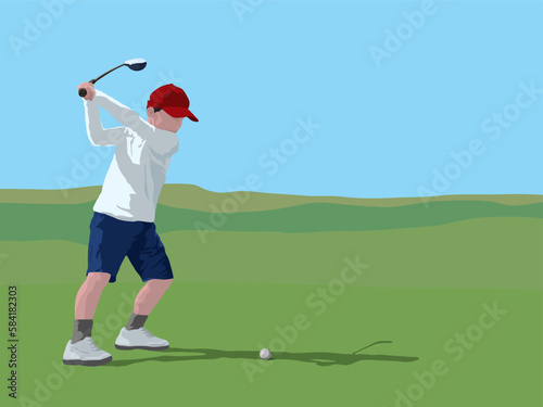 Junior Golf Player in illustration graphic vector