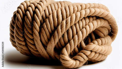 rope rolled up on a white background with Generative AI Technology