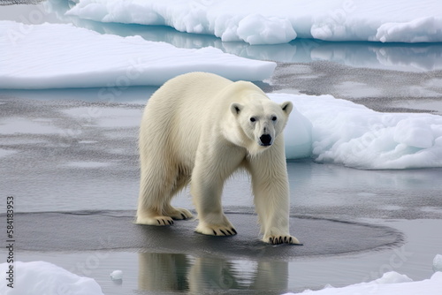 Polar Bear on ice  global warming concept