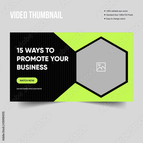 Business creative youtube video thumbnail banner tempalte, vector eps 10 file format