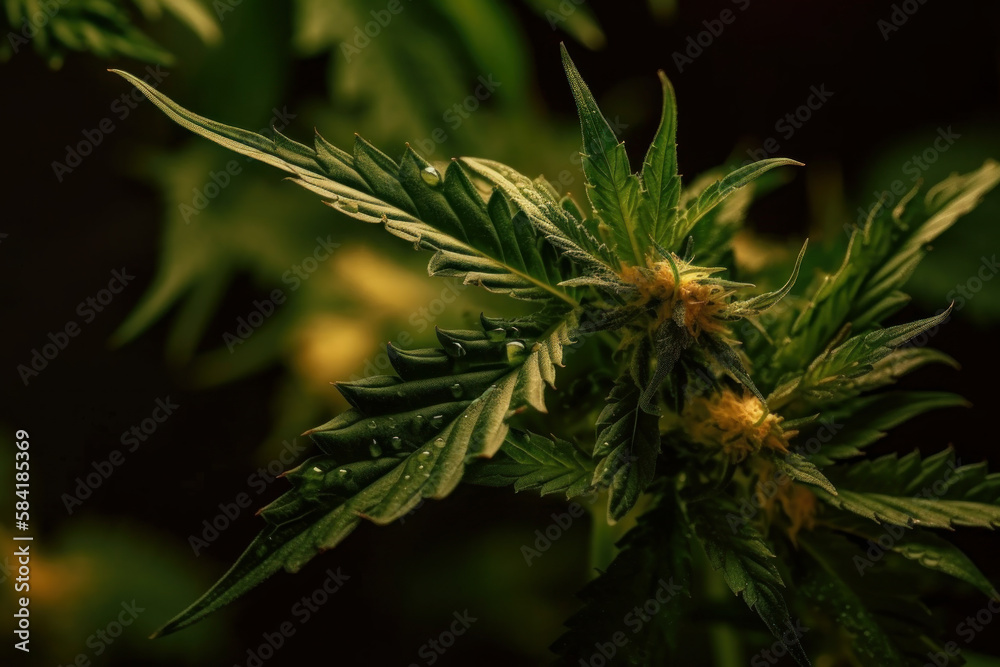 Ai generated close-up cannabis leaves. Ai generated close-up cannabis leaves.