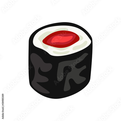 Hosomaki with tuna illustration in color cartoon style. Editable vector graphic design.