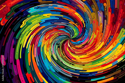 rainbow colors spiral art. digital art illustration. generative AI.