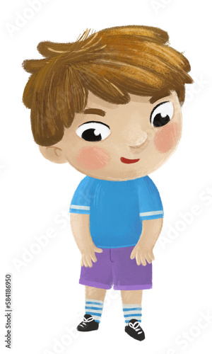 cartoon child kid boy taking off or putting on clothes by him self childhood illustration for children