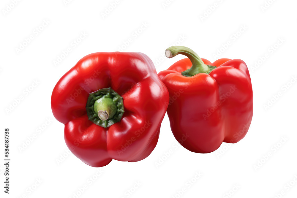 Red bell peppers on transparent background. generative Ai