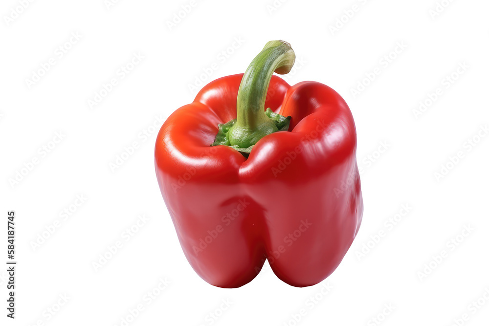 Red bell pepper on transparent background. generative Ai