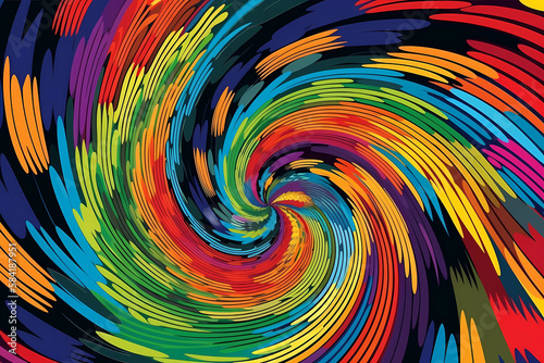 A spiraling vortex of rainbow colors. pop art. digital art illustration. generative AI.
