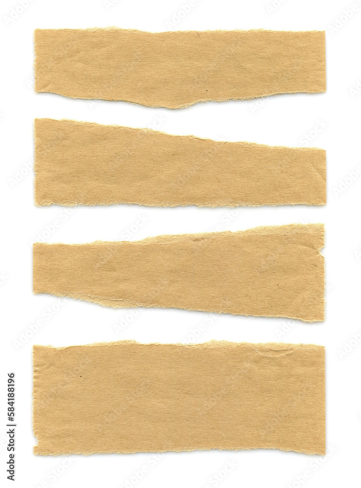 Collection of  various pieces of note paper on white background. 