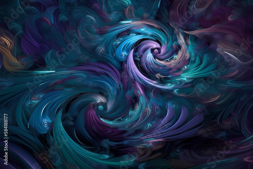A swirling vortex of cool blues and purples. digital art illustration. generative AI.