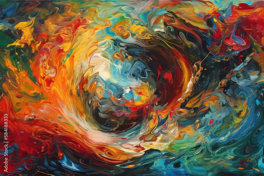 A swirling vortex of vibrant colors. digital art illustration. generative AI.