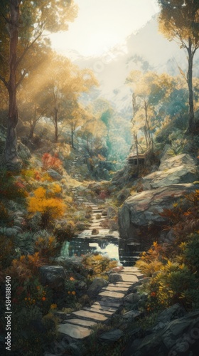 Enchanting forest painting  generative ai