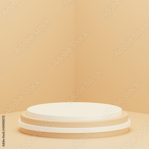 Podium on yellow background