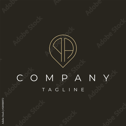 Letter PA AP initial point pin map local icon logo design vector template
