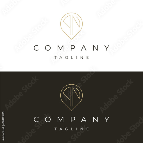 Letter PN NP initial point pin map local icon logo design vector template