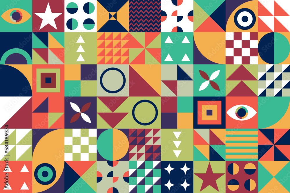Neo geo pattern. Made with colorful geometric shapes and simple geometrical figures, for web background, poster fine arts, cover page and prins. Neo geo pattern. Made with colorful geometric shapes and simple geometrical figures, for web background, poster fine arts, cover page and prins.