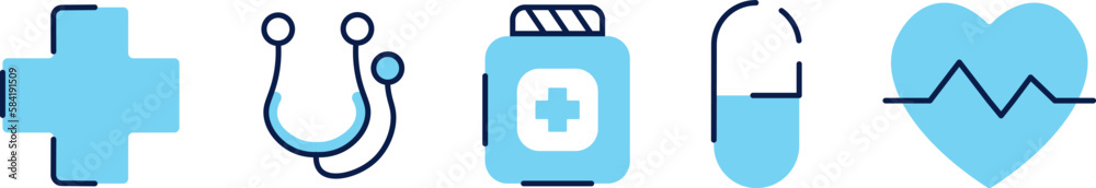 Obraz premium Minimalist Medical Vector Icon Set