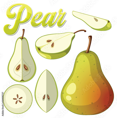 Set of green pear isolated