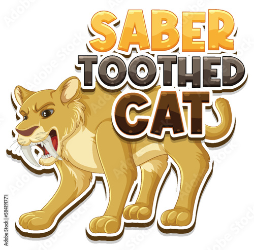 Saber toothed cat cartoon character logo