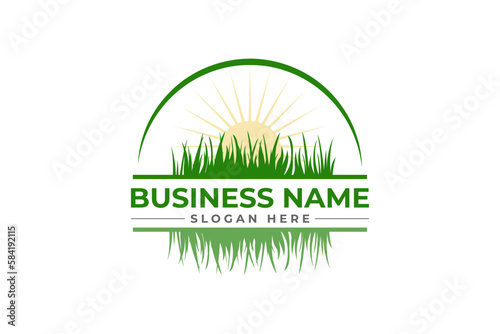 lawn care, grass trimming, landscape, grass, agriculture concept logo design