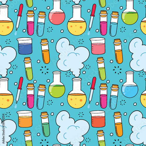 Science Objects and Icons Seamless Pattern