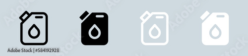 Petrol can icon set in black and white. Gasoline signs vector illustration.