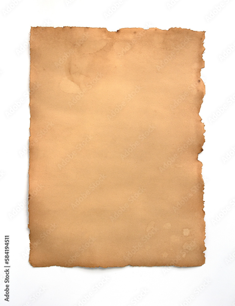 Old brown paper coffee stains, dirty paper texture, coffee paper on the background.