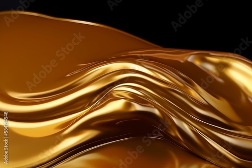 Luxury beautiful splash of gold flow. 3d illustration, 3d rendering. Generative ai