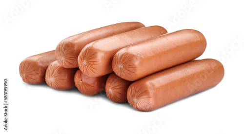 Fresh raw sausages isolated on white. Meat product