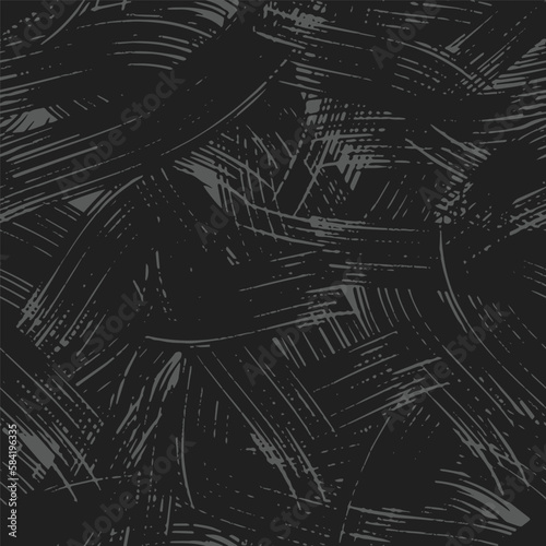 Camouflage, modern fashion design. Hand drawn camo with pencil strokes. Grunge pattern. Black and gray background, monochrome, fashionable, fabric. Textile printing. Vector abstract texture.