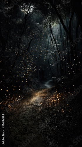 Swarm of Fireflies Lighting up the Night, Magical Wildlife Photography, Generated by AI