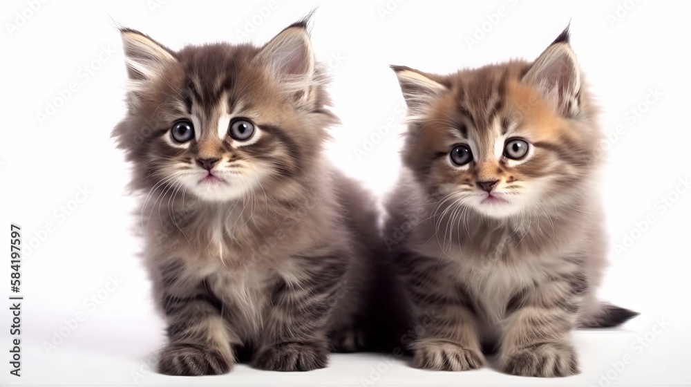 Beautiful cute kittens. A Portrait inquisitive little cats.