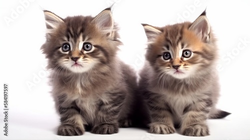 Beautiful cute kittens. A Portrait inquisitive little cats.