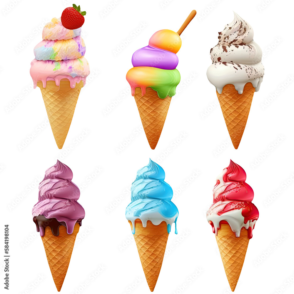 Ice cream isolated on transparent, Generative AI Ice cream isolated on transparent, Generative AI