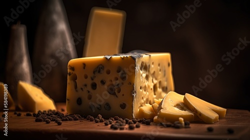 cheese on a dark background 