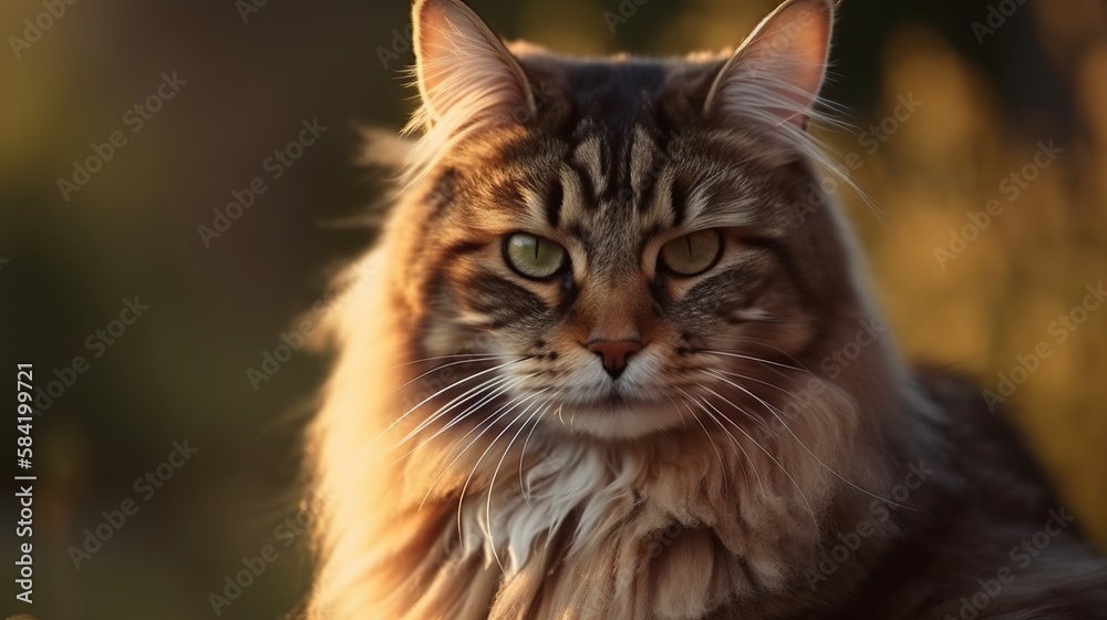 Beautiful Maine Coon Cat. A Portrait of Grace and Adventure. Beautiful Maine Coon Cat. A Portrait of Grace and Adventure.