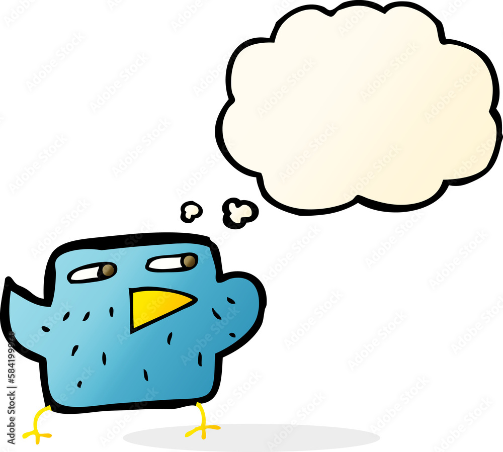 cartoon bird with thought bubble cartoon bird with thought bubble
