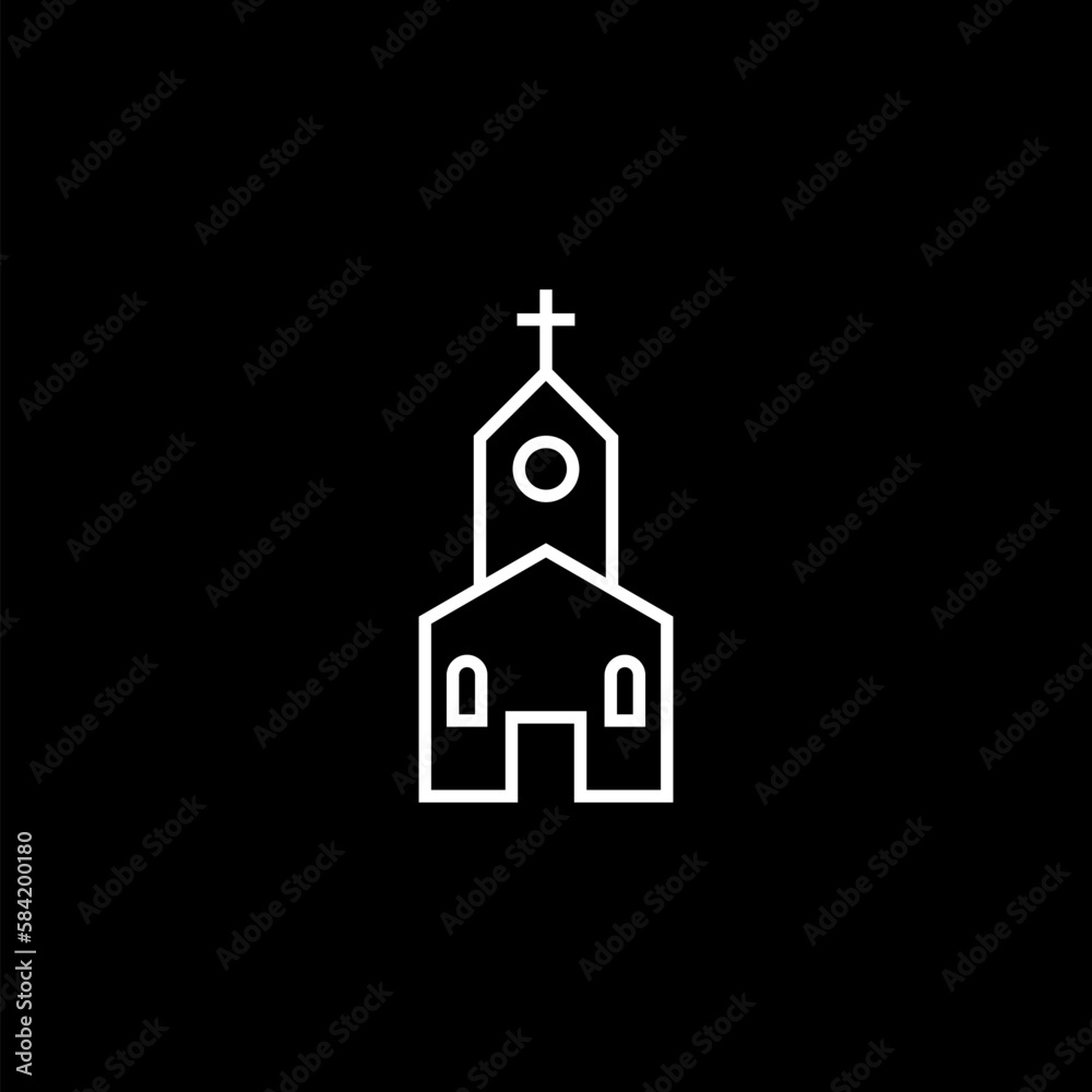 Church line icon. Symbol, logo illustration isolated on black background