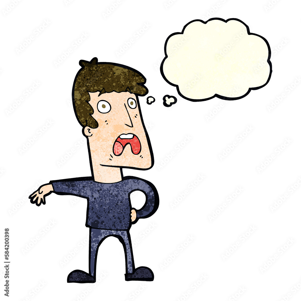 Fototapeta premium cartoon complaining man with thought bubble
