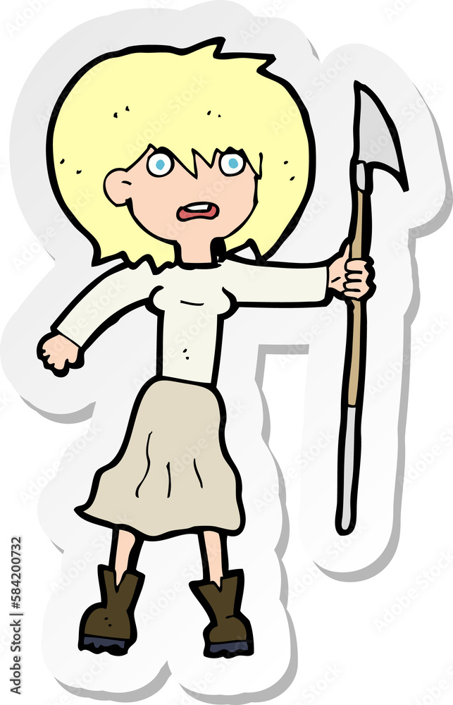 sticker of a cartoon woman with harpoon sticker of a cartoon woman with harpoon