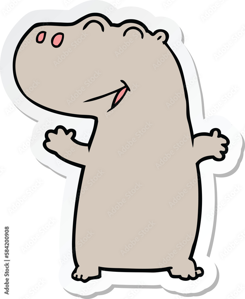 sticker of a cartoon hippopotamus sticker of a cartoon hippopotamus