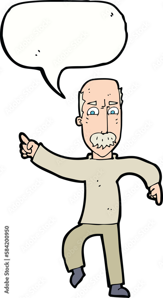 cartoon angry old man with speech bubble