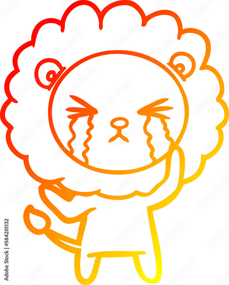 warm gradient line drawing cartoon crying lion warm gradient line drawing cartoon crying lion