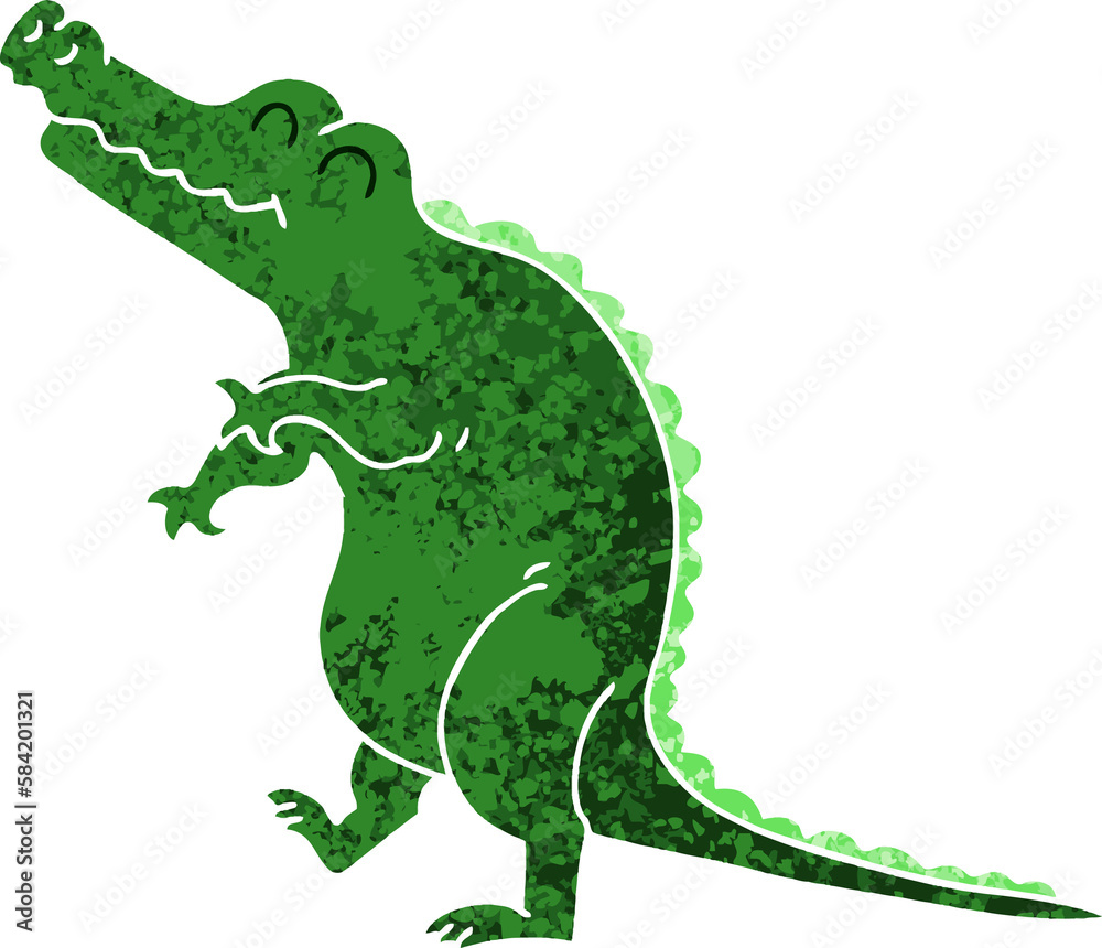Fototapeta premium quirky retro illustration style cartoon crocodile